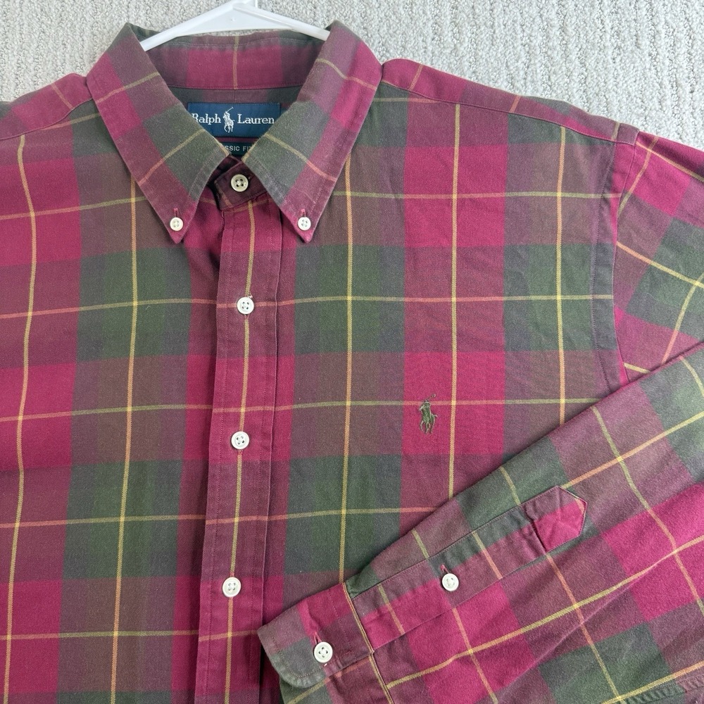 Polo Ralph Lauren Classic Fit Button Down Shirt Men's Size XXL Red Plaid Pony